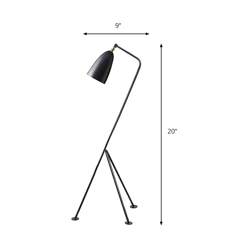 Modern Tripod Floor Lamp with Bell Shade - Metallic Design, 1 Light - Black/White - Perfect for Bedroom