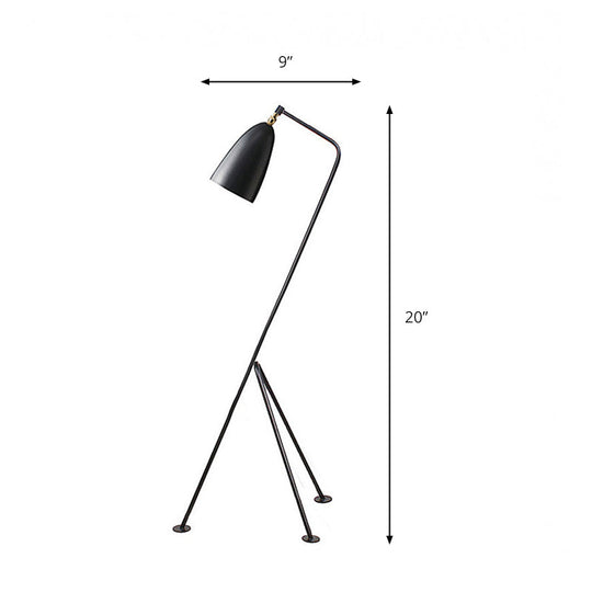 Modern Tripod Floor Lamp with Bell Shade - Metallic Design, 1 Light - Black/White - Perfect for Bedroom