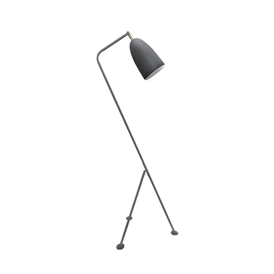 Modern Tripod Floor Lamp with Bell Shade - Metallic Design, 1 Light - Black/White - Perfect for Bedroom