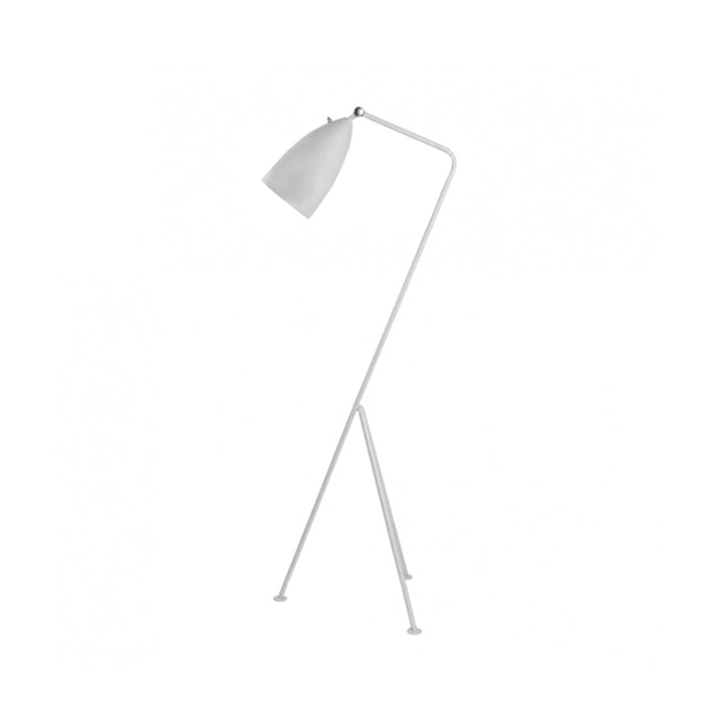 Modern Tripod Floor Lamp with Bell Shade - Metallic Design, 1 Light - Black/White - Perfect for Bedroom