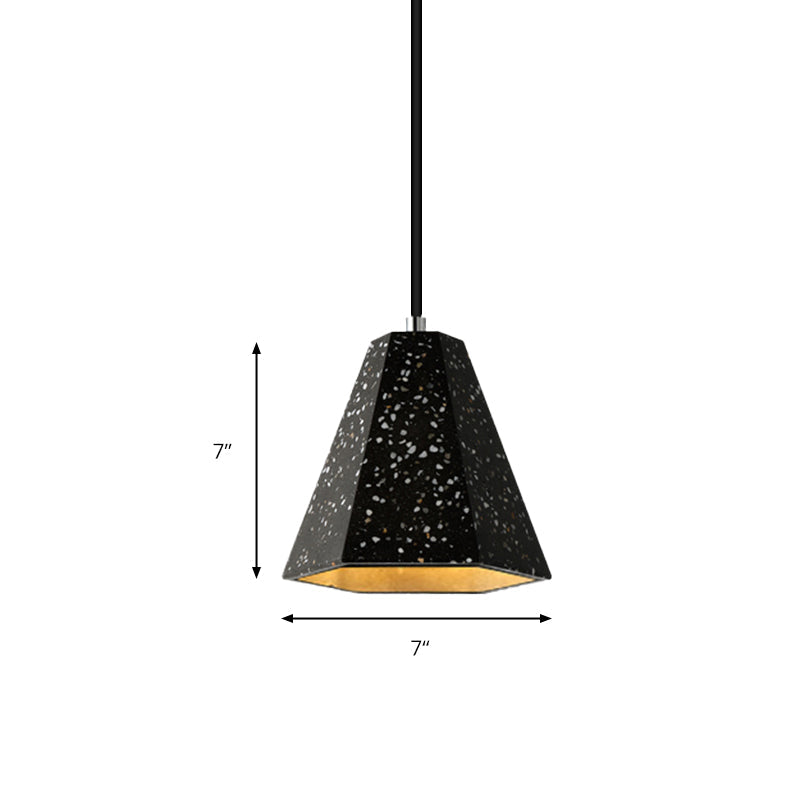 Geometric Cement Pendant Light - 1 Light Simplicity Hanging Light (Black/White/Yellow)