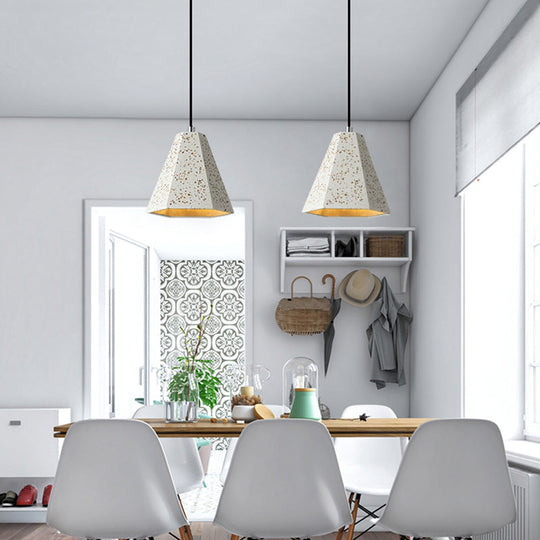 Geometric Cement Pendant Light - 1 Light Simplicity Hanging Light (Black/White/Yellow)