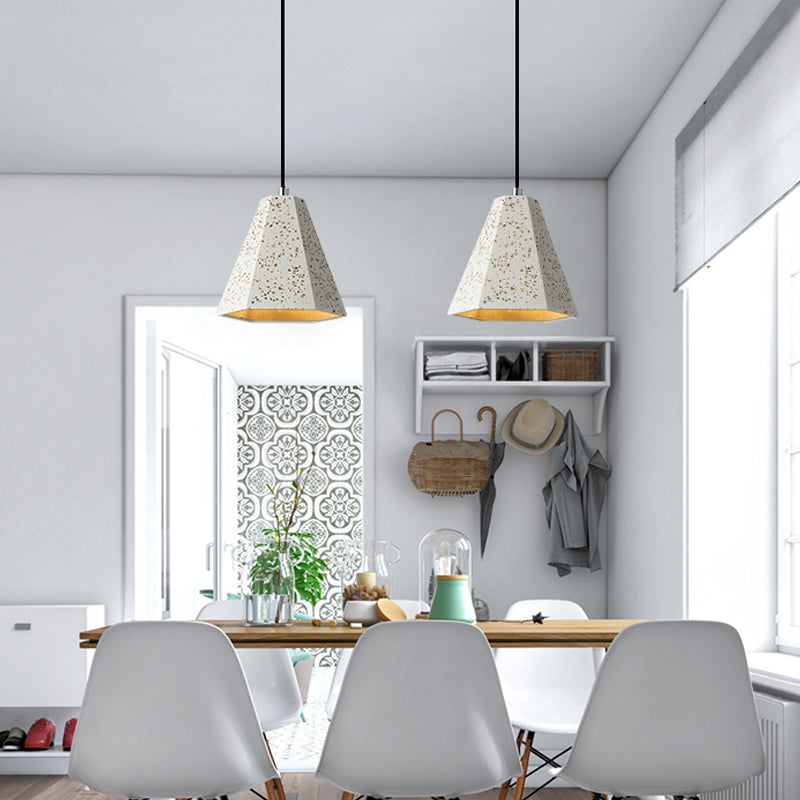 Geometric Cement Pendant Light - 1 Light Simplicity Hanging Light (Black/White/Yellow)