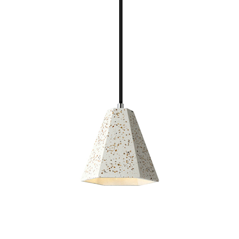 Geometric Cement Pendant Light - 1 Light Simplicity Hanging Light (Black/White/Yellow)