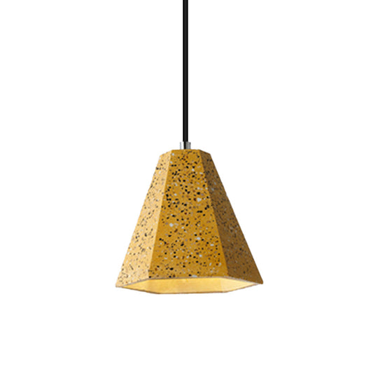 Geometric Cement Pendant Light - 1 Light Simplicity Hanging Light (Black/White/Yellow)
