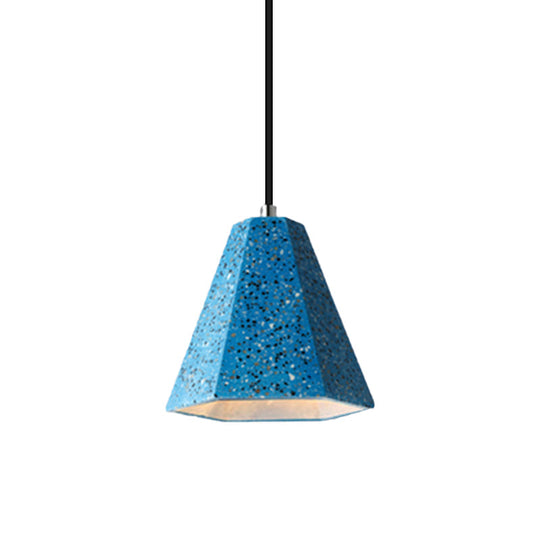 Geometric Cement Pendant Light - 1 Light Simplicity Hanging Light (Black/White/Yellow)