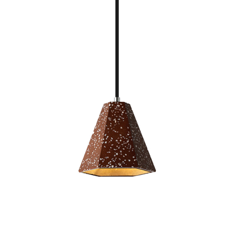 Geometric Cement Pendant Light - 1 Light Simplicity Hanging Light (Black/White/Yellow)