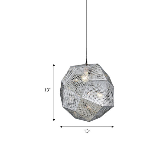 10"/12.5"/19"W Faceted Globe Pendant Light - Contemporary Metal, 1 Light - Sliver/Gold/Rose Gold