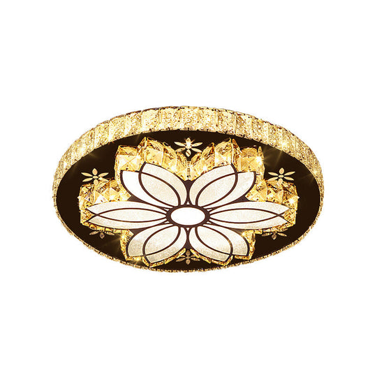 Modern Cut Crystal Bloom LED Flushmount Ceiling Light Fixture - Chrome Finish