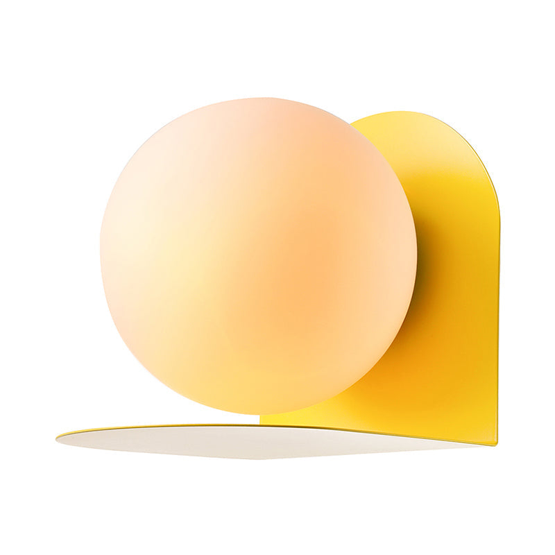 Nordic Style White Globe Wall Light with Frosted Glass for Study Room & Child Bedroom
