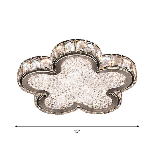 Stylish Crystal Block LED Ceiling Light in Stainless-Steel with Warm/White Light for Corridors