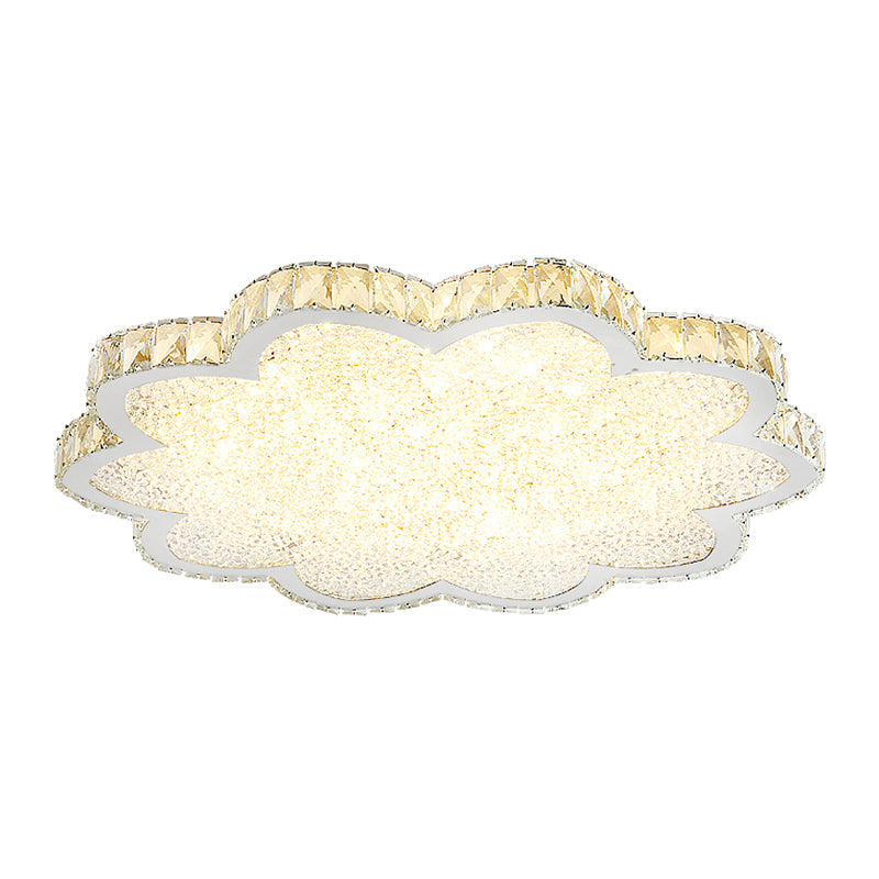 Clear Crystal Flush Mount LED Ceiling Light Fixture - Sleek Minimalist Design