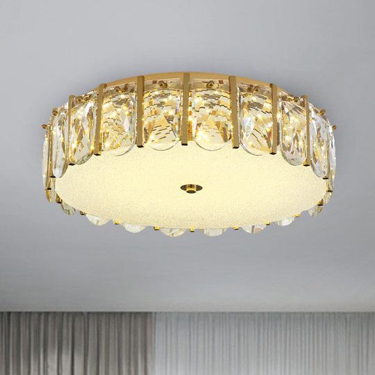 Modern Crystal Flush Mount LED Ceiling Light for Bedrooms with Stainless-Steel Finish