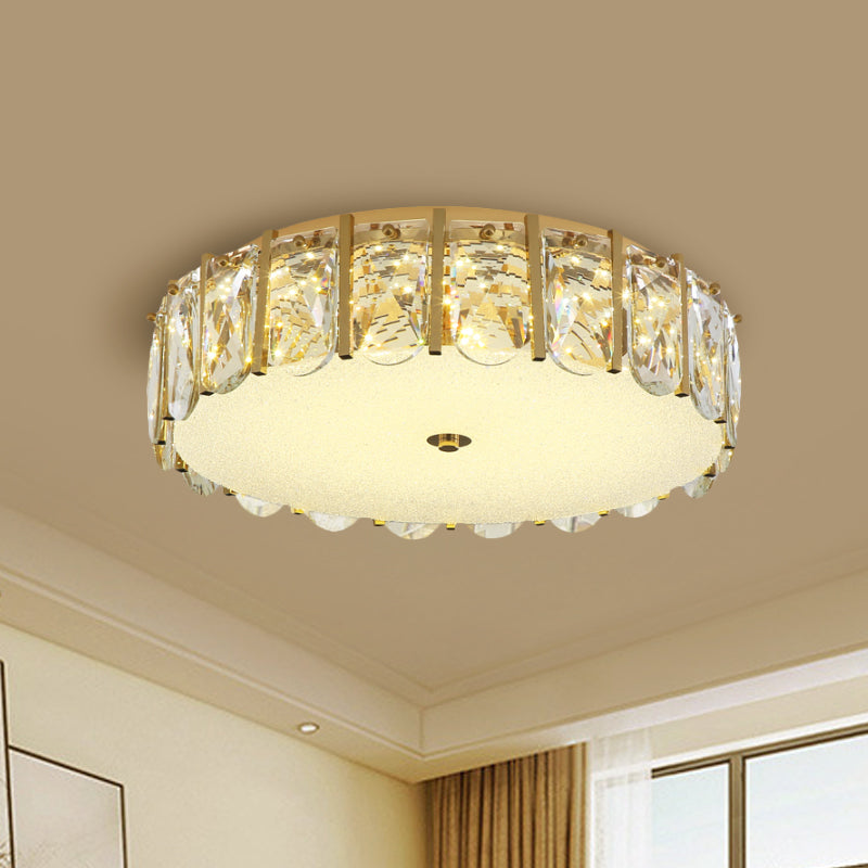 Modern Crystal Flush Mount LED Ceiling Light for Bedrooms with Stainless-Steel Finish