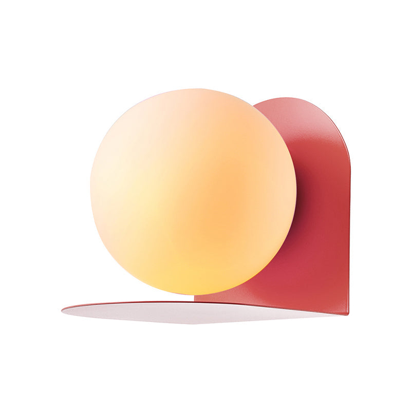 Nordic Style White Globe Wall Light with Frosted Glass for Study Room & Child Bedroom