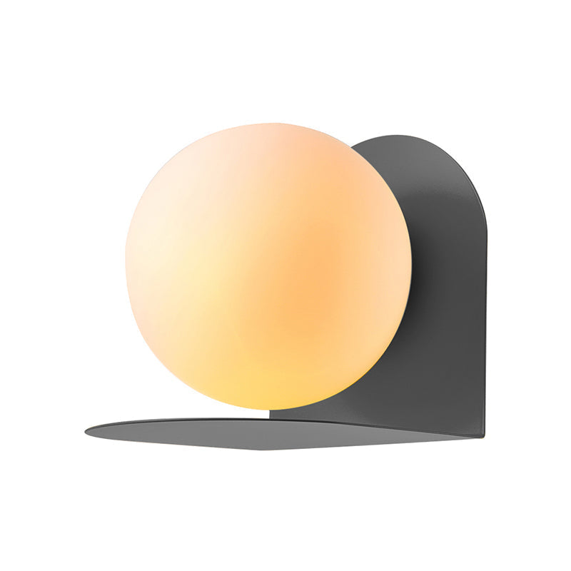 Nordic Style White Globe Wall Light with Frosted Glass for Study Room & Child Bedroom
