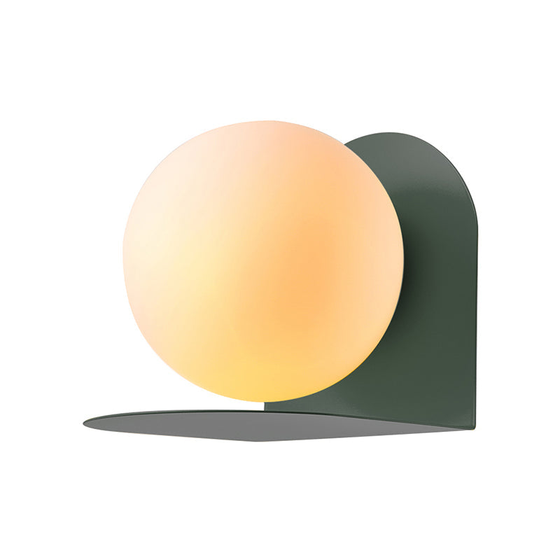Nordic Style White Globe Wall Light with Frosted Glass for Study Room & Child Bedroom