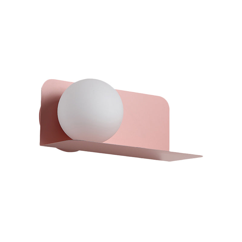 Nordic Style White Globe Wall Light with Frosted Glass for Study Room & Child Bedroom