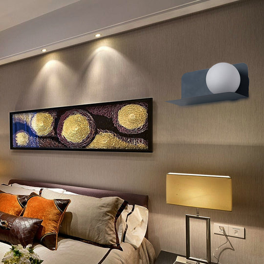 Nordic Style White Globe Wall Light with Frosted Glass for Study Room & Child Bedroom