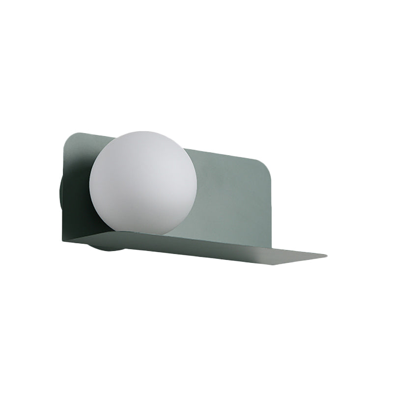 Nordic Style White Globe Wall Light with Frosted Glass for Study Room & Child Bedroom
