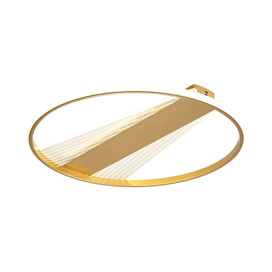 Contemporary LED Gold Flush Mount Ceiling Lamp for Bedroom - Ring Metal Fixture, 18"/21.5" Width