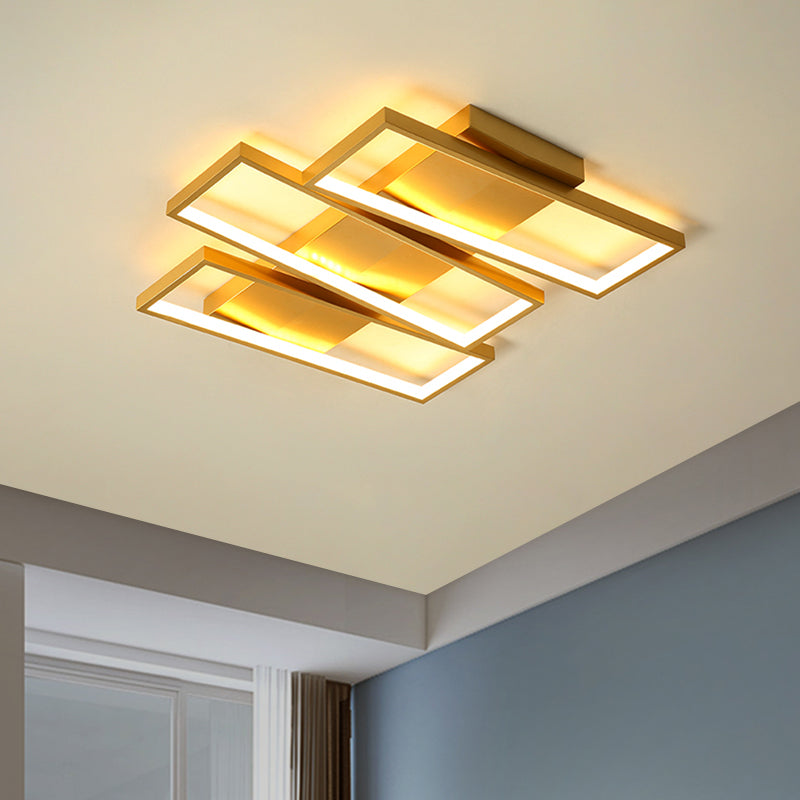 16.5"/20.5" Modern LED Flush Ceiling Light in Gold, Rectangle Shape, Acrylic Shade