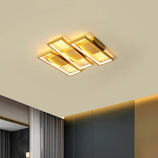 16.5"/20.5" Modern LED Flush Ceiling Light in Gold, Rectangle Shape, Acrylic Shade