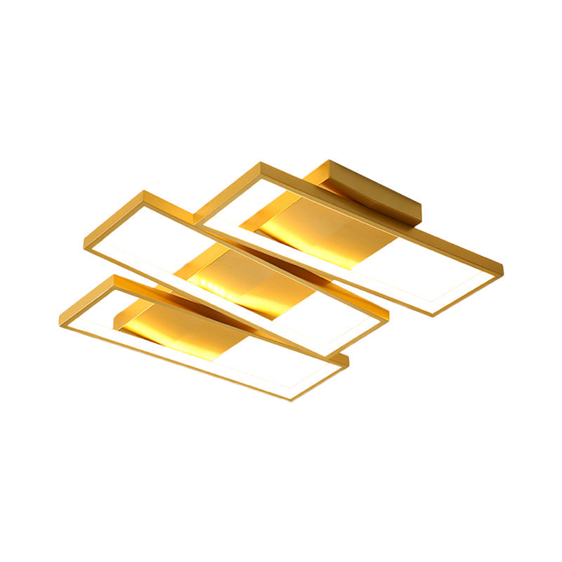 16.5"/20.5" Modern LED Flush Ceiling Light in Gold, Rectangle Shape, Acrylic Shade