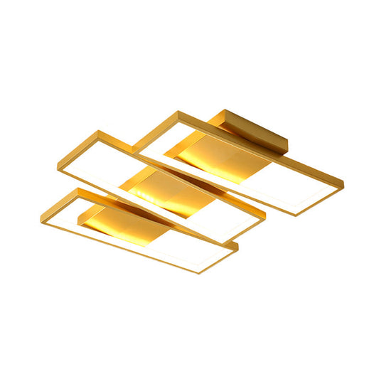 16.5"/20.5" Modern LED Flush Ceiling Light in Gold, Rectangle Shape, Acrylic Shade