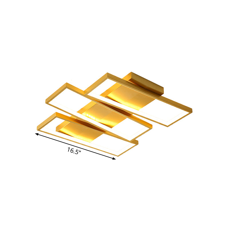 16.5"/20.5" Modern LED Flush Ceiling Light in Gold, Rectangle Shape, Acrylic Shade