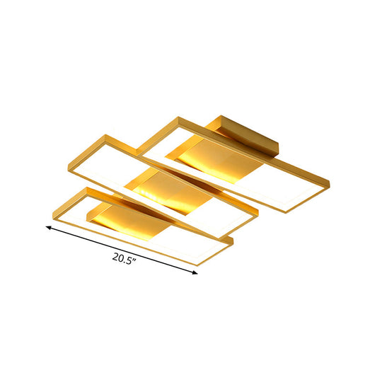 16.5"/20.5" Modern LED Flush Ceiling Light in Gold, Rectangle Shape, Acrylic Shade