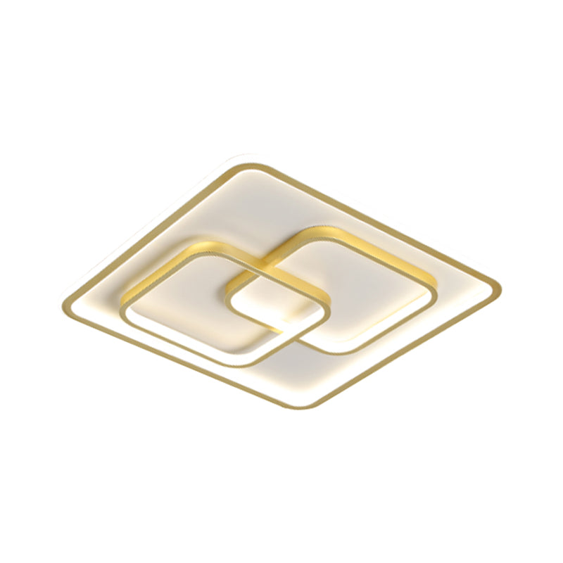 Gold Square LED Flush Mount Ceiling Light for Modern Bedrooms