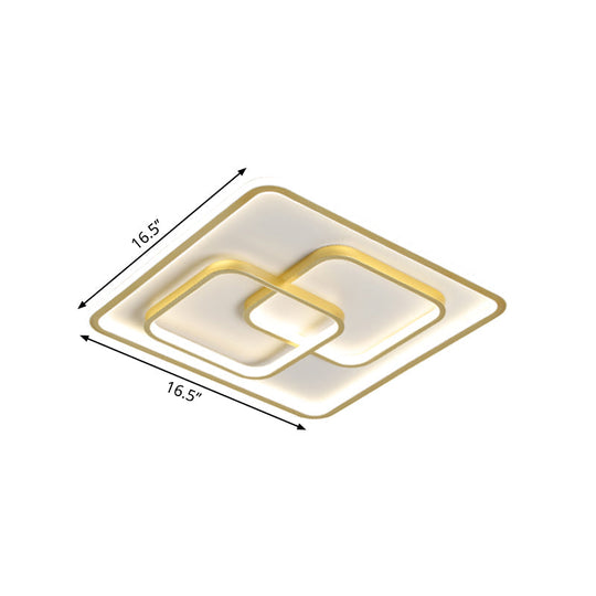 Gold Square LED Flush Mount Ceiling Light for Modern Bedrooms