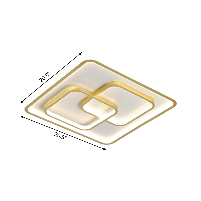 Gold Square LED Flush Mount Ceiling Light for Modern Bedrooms