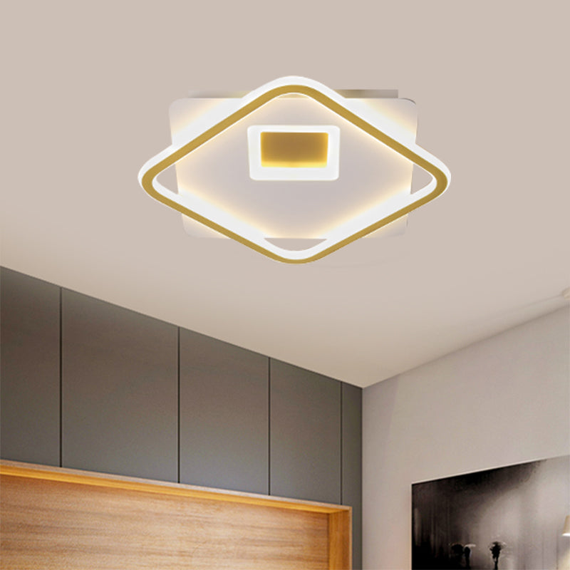 Modern Flush Mount Ceiling Light Fixture in Gold with Acrylic LED, 16.5"/20.5" Width