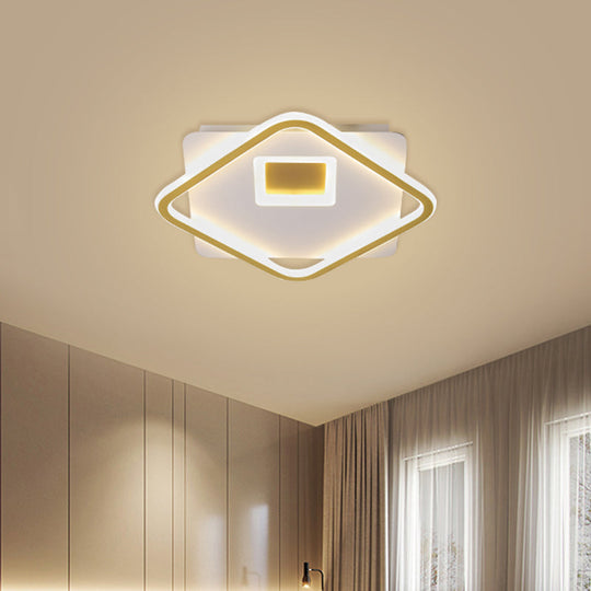 Modern Flush Mount Ceiling Light Fixture in Gold with Acrylic LED, 16.5"/20.5" Width