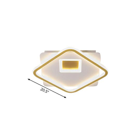 Modern Flush Mount Ceiling Light Fixture in Gold with Acrylic LED, 16.5"/20.5" Width