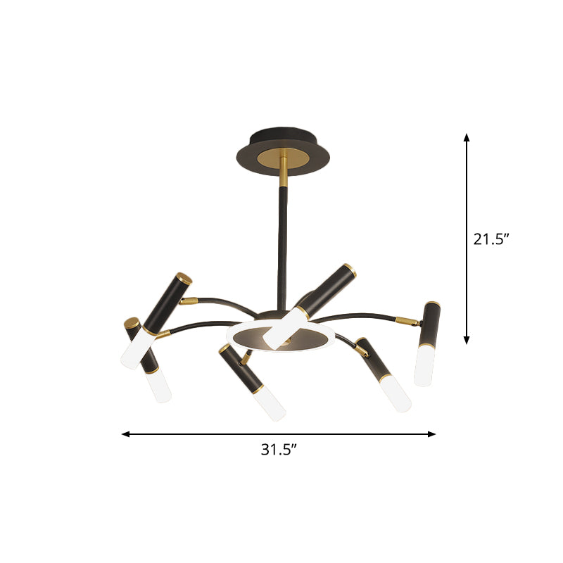 Metallic Tube Hanging Chandelier - Retro 6/8/10-Head Black-Gold - Warm/White Suspension Lighting