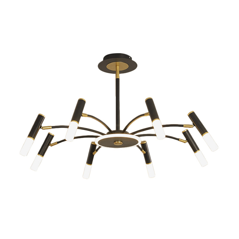 Metallic Tube Hanging Chandelier - Retro 6/8/10-Head Black-Gold - Warm/White Suspension Lighting