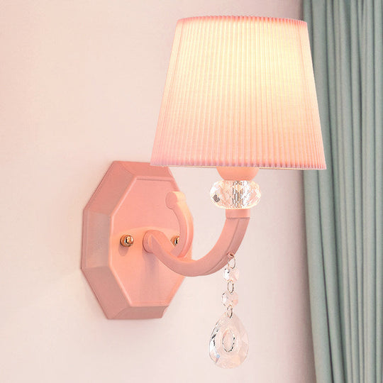 Pink Fabric and Crystal Wall Sconce for Girls' Bedrooms or Kids' Rooms