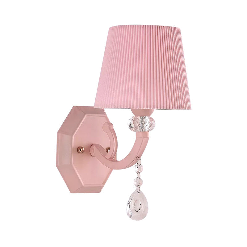 Pink Fabric and Crystal Wall Sconce for Girls' Bedrooms or Kids' Rooms