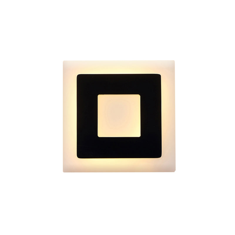 Modern Black/White LED Sconce Lamp - 1 Light, Acrylic Wall Mount in Warm/White