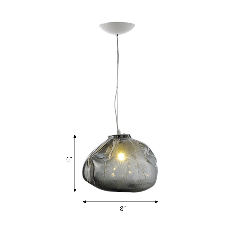 Cloud Shaped Hand-Blown Glass Pendant Light - Clear/Smoke Gray, 8"/12" - Contemporary Design, 1 Bulb - Indoor Hanging Lamp