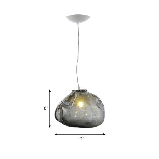 Cloud Shaped Hand-Blown Glass Pendant Light - Clear/Smoke Gray, 8"/12" - Contemporary Design, 1 Bulb - Indoor Hanging Lamp