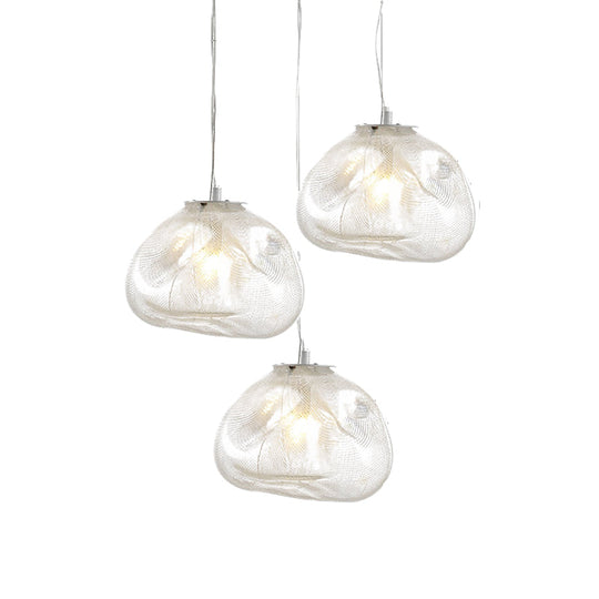Cloud Shaped Hand-Blown Glass Pendant Light - Clear/Smoke Gray, 8"/12" - Contemporary Design, 1 Bulb - Indoor Hanging Lamp