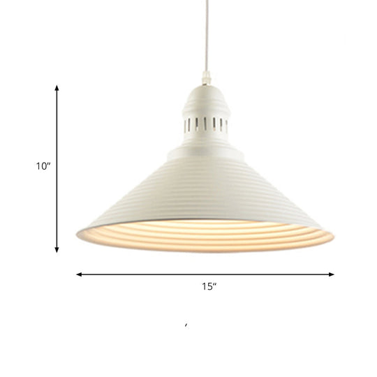 Nordic Metal Cone Pendant Light with Ruffle Design - 1 Light White/Pink - Dining Room