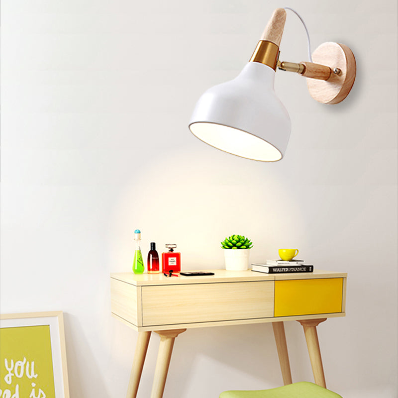 Adjustable Nordic Wall Sconce with Metal Torch Design for Bedside Lighting