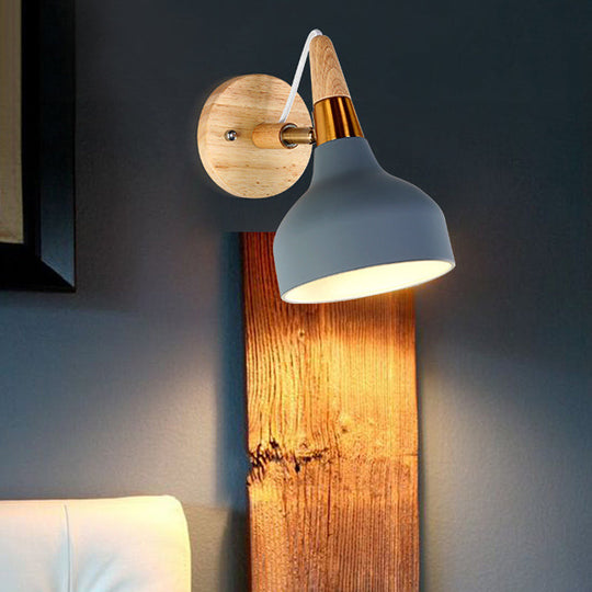 Adjustable Nordic Wall Sconce with Metal Torch Design for Bedside Lighting