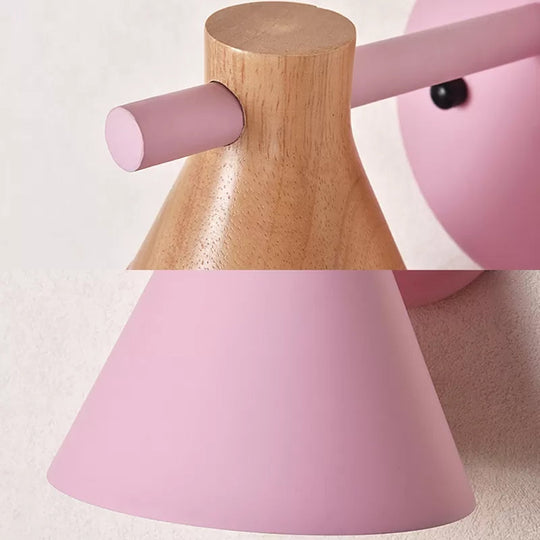 Macaron Style Wall Light with Conical Shade - 1 Head Metal Lamp for Kitchen & Corridor