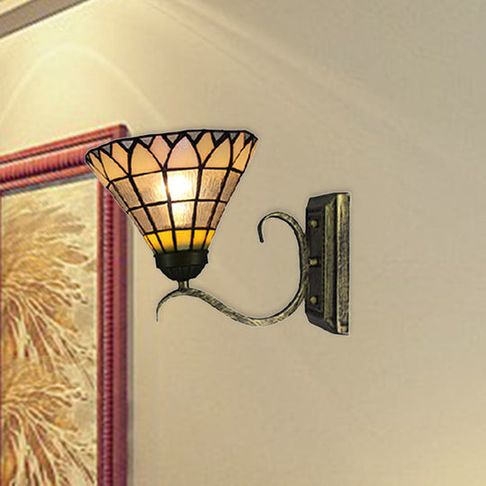 Tiffany Shuttlecock Wall Light: Art Glass Clear Lamp for Kitchen with Curved Arm